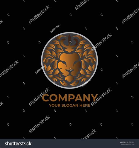 Luxury Lion Head Golden Logo Stock Vector Royalty Free