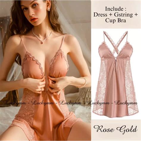 Jual Grosir Lucky Lingerie Sleepwear Lingerie Dress Satin Baju