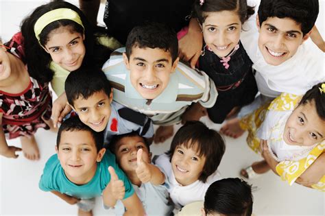 Large Group Of Happy Children Different Ages And Races Crowd Royalty