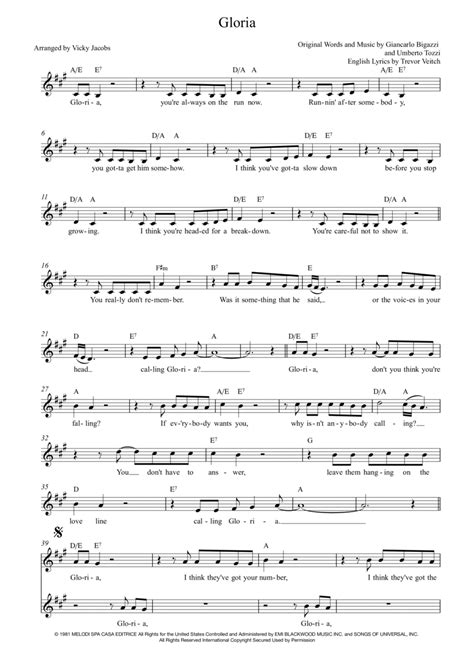 Gloria Arr Vicky Jacobs By Laura Brannigan Sheet Music For 2 Part Choir At Sheet Music Direct