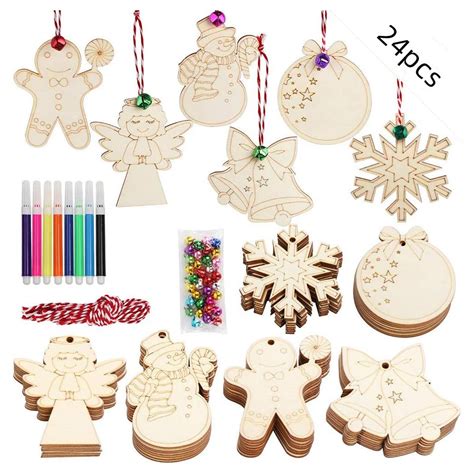 Unfinished Wooden Christmas Ornaments Wood Slices Blank Wood Pieces