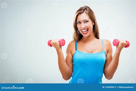 Fitnes Woman With Dumbbells Stock Image Image Of Activity Human