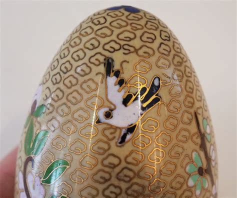 Large Cloisonné Egg Large Decorative Egg Enamel And Brass Etsy