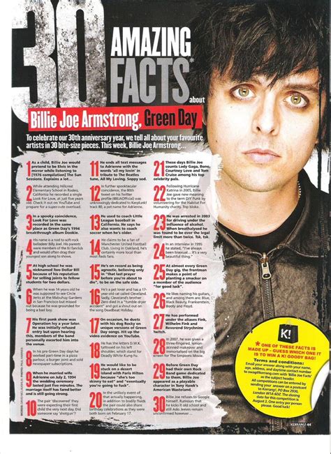 30 Facts About Bja Green Day Billie Joe Armstrong Green Day Billie Joe