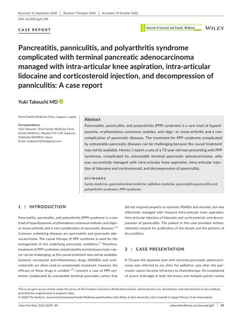 Pdf Pancreatitis Panniculitis And Polyarthritis Syndrome Complicated With Terminal