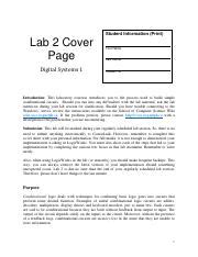 Lab2 Pdf Student Information Print Lab 2 Cover Page Digital Systems 1