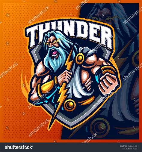 Zeus Thunder God Mascot Esport Logo Stock Vector Royalty Free