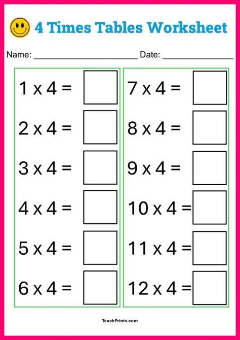 Free Six Times Tables Worksheets 8 Versions Teach Prints