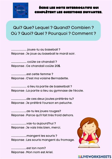 Les Mots Interrogatifs Worksheet For 12 Live Worksheets