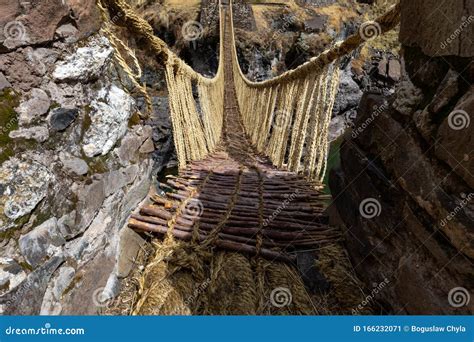 Inca Qeswachaka Bridge Made Of Grass Stock Image Image Of Bridge