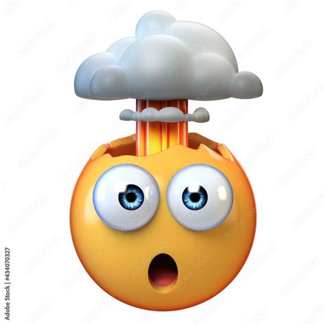 Mind Blown Emoji Exploding Head Emoticon On White Background D