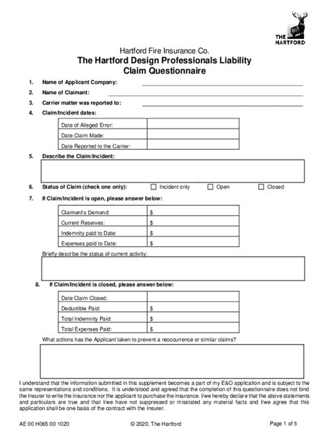 Fillable Online Architects Engineers Professional Liability Policy Fax