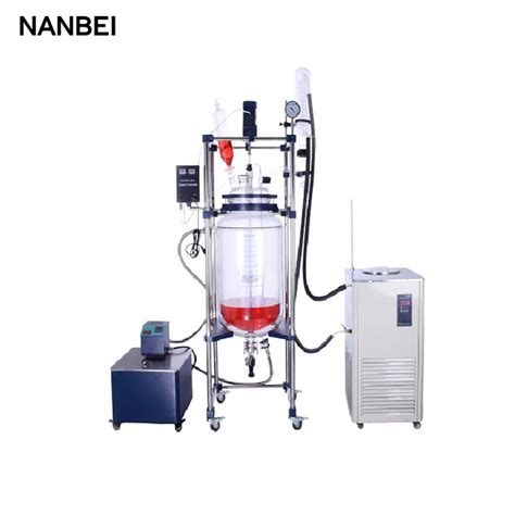 Lab Chemical Bioreactor Jacketed Glass Agitator Tank Double Layer Glass