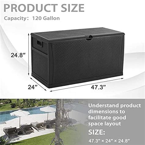 Crownland 120 Gallon Outdoor Storage Deck Box Resin Container Weatherproof Deck Storage Box