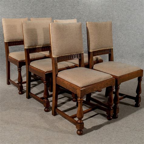 Antique Oak Set 6 Six Dining Or Kitchen Chairs - Antiques Atlas