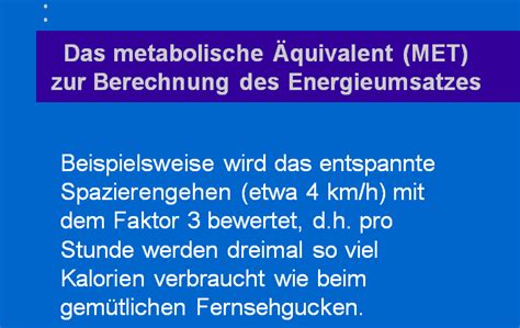 Energieumsatz Ausdauersport Metabolische Äquivalent Vergleichbarkeit