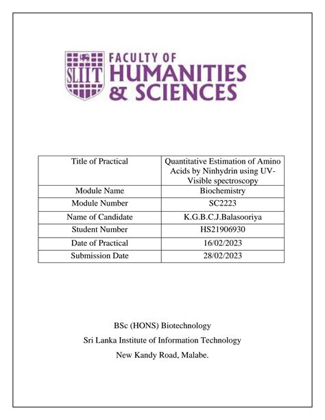 SOLUTION Biochemistry Biochemistry Laboratory Experiment Explanation