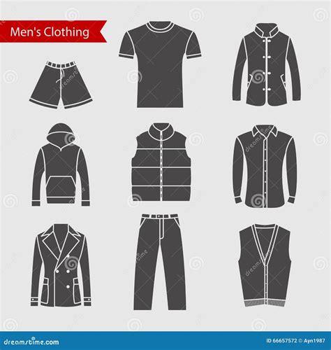 Sistema De Iconos Del Vector De La Ropa De Los Hombres Para Su Diseño