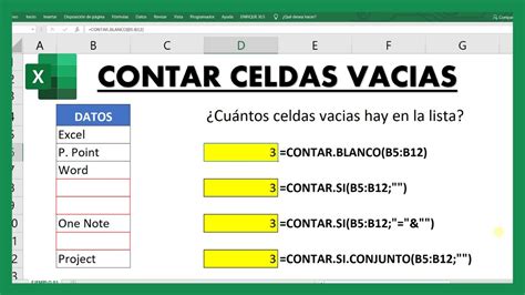 COMO CONTAR CELDAS VACIAS O CELDAS EN BLANCO EN EXCEL YouTube