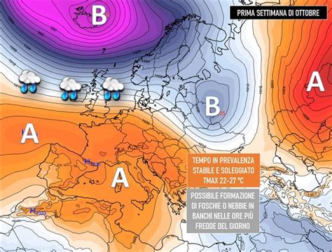 PRIMA SETTIMANA DI OTTOBRE PIU STABILE E CON TEMPERATURE IN AUMENTO