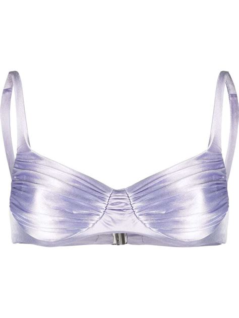 Buy Isa Boulder Satin Finish Ruched Bikini Top Purple At Off