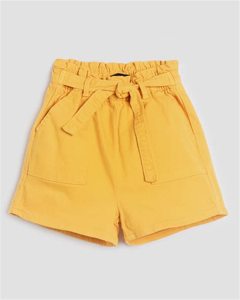 Riachuelo Short Jeans Color Infantil Amarra O A Amarelo