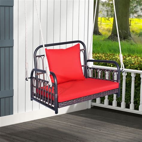 Patio Rattan Porch Swing Hammock Chair with Seat Cushion - Costway