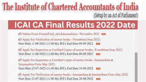 ICAI CA Final And Intermediate Result Dates Announced At Icai Org Check