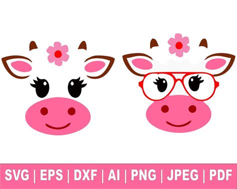 Cow Face Svg Cute Cow Svg Cow Cartoon Svg, Svg Cut Files Cricut ...