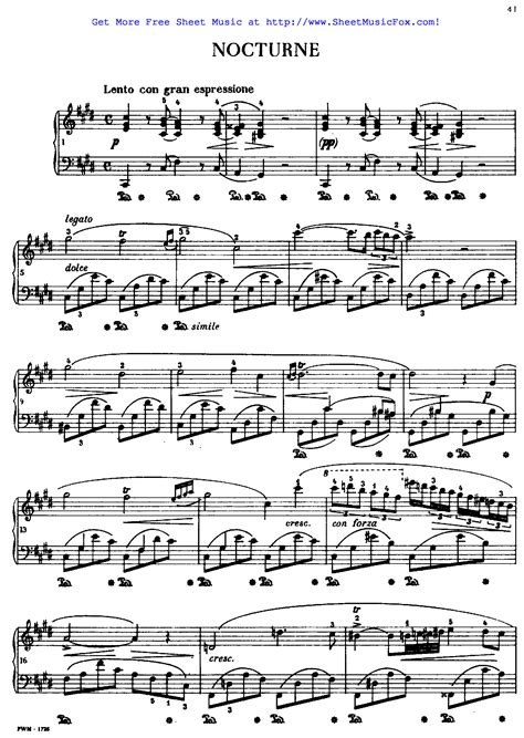 Frederic Chopin Nocturne In C Sharp Minor Nocturne Sheet Music