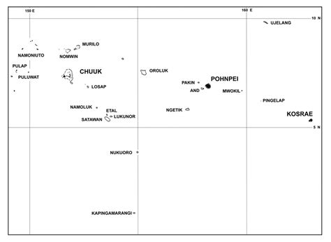 Map of the Eastern Caroline Islands, Micronesia, showing Pohnpei's ...