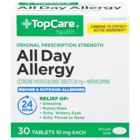 Topcare All Day Allergy Original Prescription Strength 10 Mg Tablets Super 1 Foods