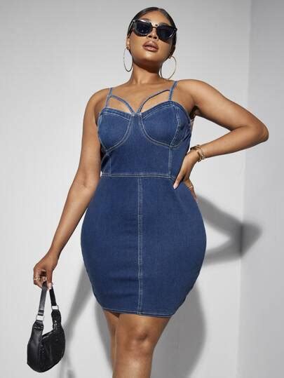 Plus Size Denim Dresses Shop Plus Size Denim Dresses Online SHEIN UK