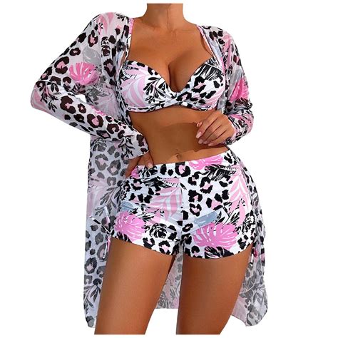 Wreesh Womens Piece Swimsuits Board Shorts Bikini Set With Kimono