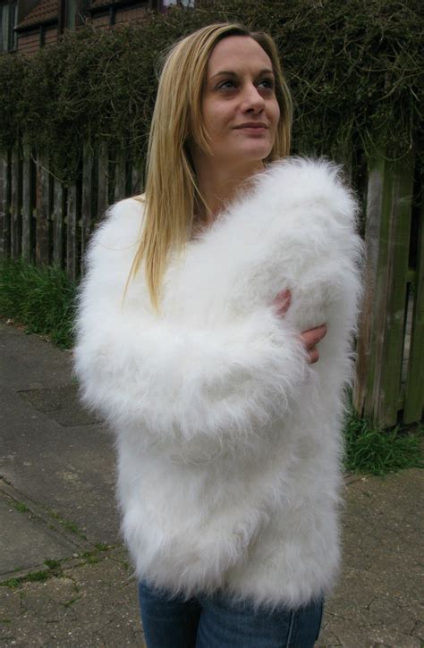 Furry White Hand Crafted 100 Angora Sweater Angora Sweater Fuzzy