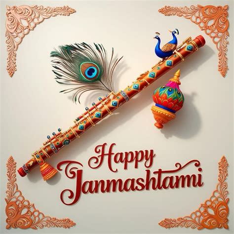 Feliz día de cumpleaños de Krishna Janmashtami plantilla de diseño de