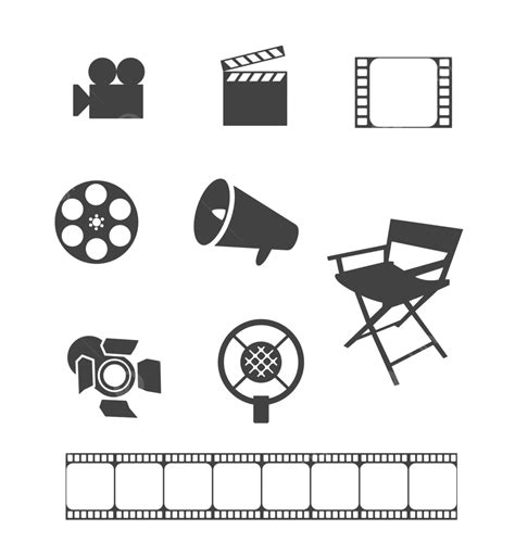 Cinema Icon Set For Movie Making And Cinematography Vector Sound