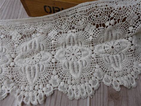 WIDE Cotton Lace Trim Vintage Beige Crochet Lace Scalloped Etsy