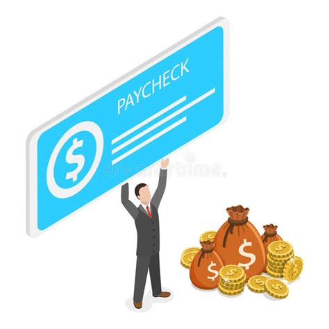 3d Isometric Flat Vector Illustration Of Paycheck Item 2 Stock