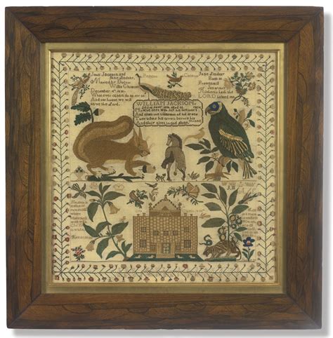 Early Scottish Victorian Silk Needlework Sampler By Jane Lindsay Dated