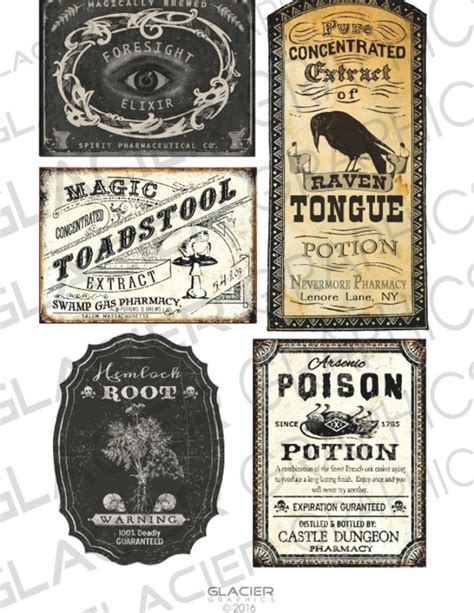 Halloween Poison Labels Halloween Witch Potion Labels Halloween Witchs Brew Labels Digital