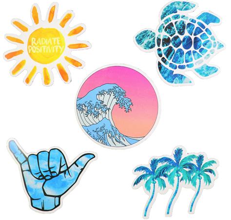 50 Watercolor Beach Surfer Animals Ocean Stickers For Water Etsy