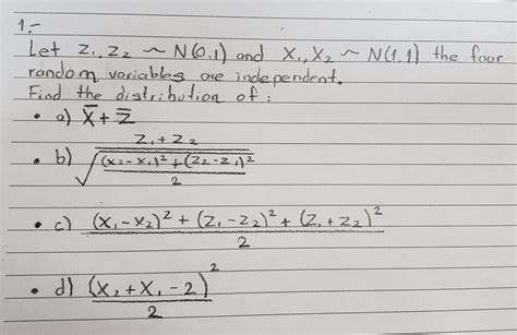 Solved Let Z1 Z2∼n 0 1 And X1 X2∼n 1 1 The Four Rando M