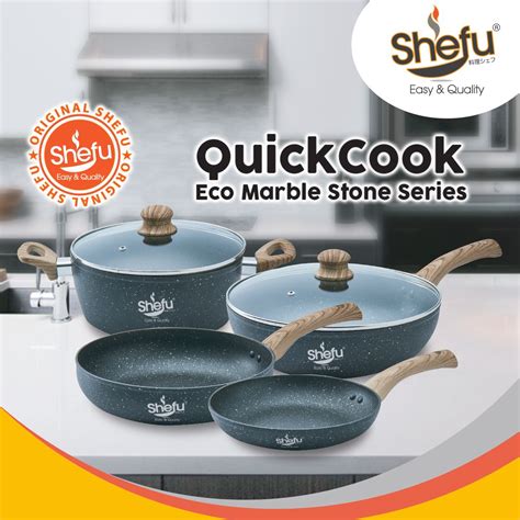 SHEFU Energy Saving Marble Stone Set 30cm Wok With Glass Lid 28cm