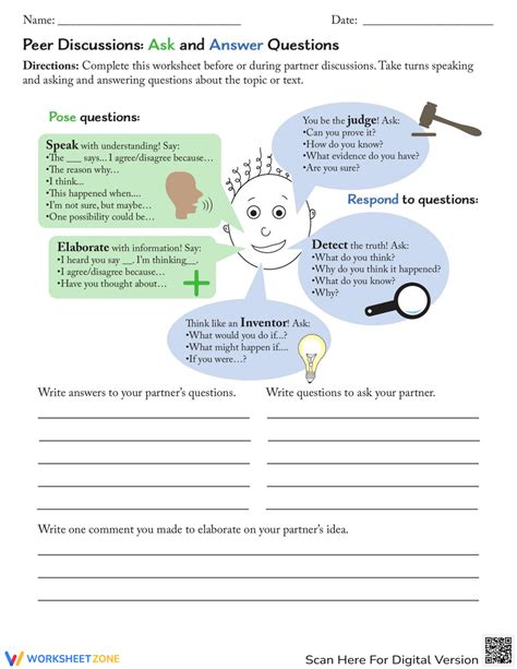 Peer Discussions Ask And Answer Questions Worksheet