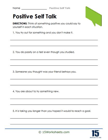 Positive Self Talk Worksheets 15