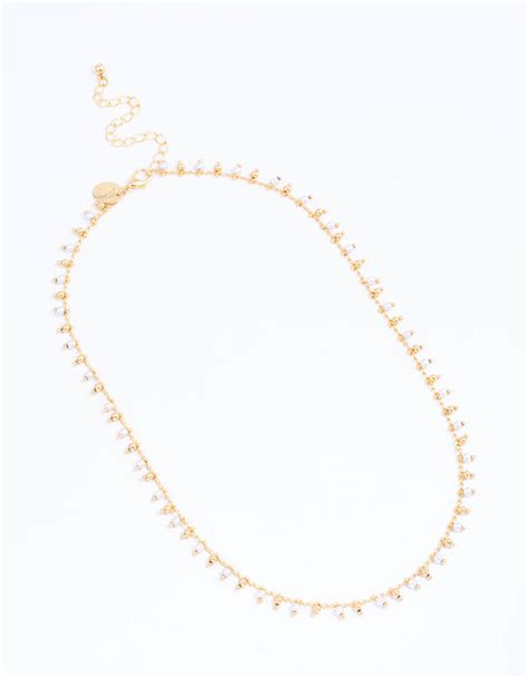 Gold Plated Beaded And Freshwater Pearl Drop Necklace Lovisa