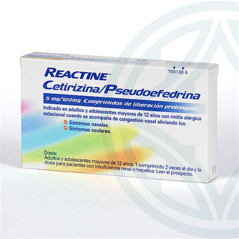 Reactine Cetirizina Pseudoefedrina 5mg 120 Mg 14comprimidos Farmacia