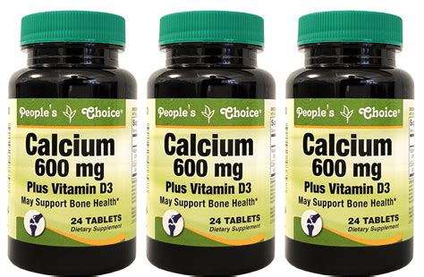 People S Choice Calcium 600 Vitamin D3 Bone Breast Health 72 Tablets 3 Pack