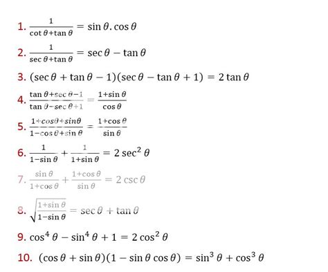 Trigonometric Identities Exercises Part Maths Master